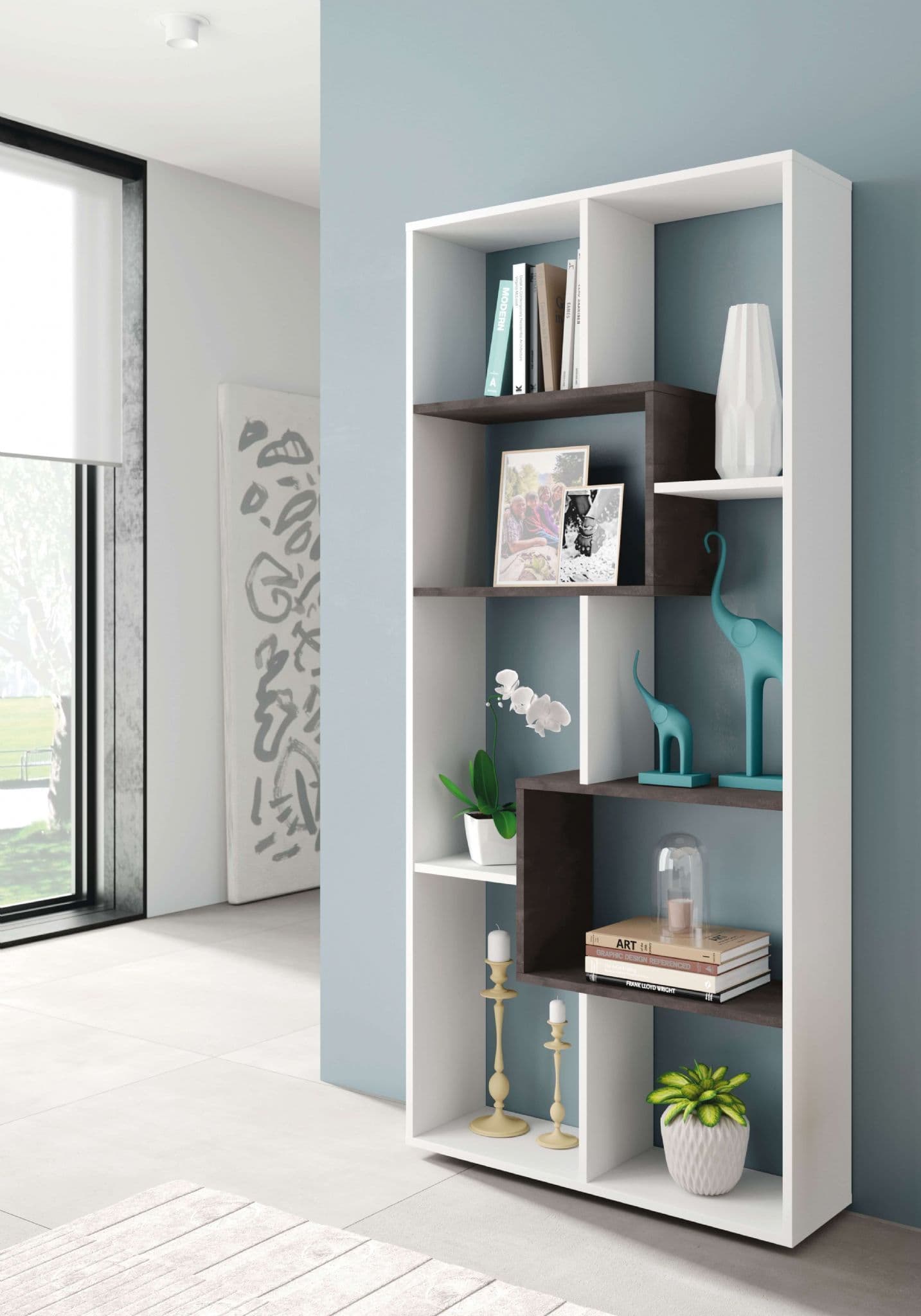 Malibu White And Dark Brown Bookcase
