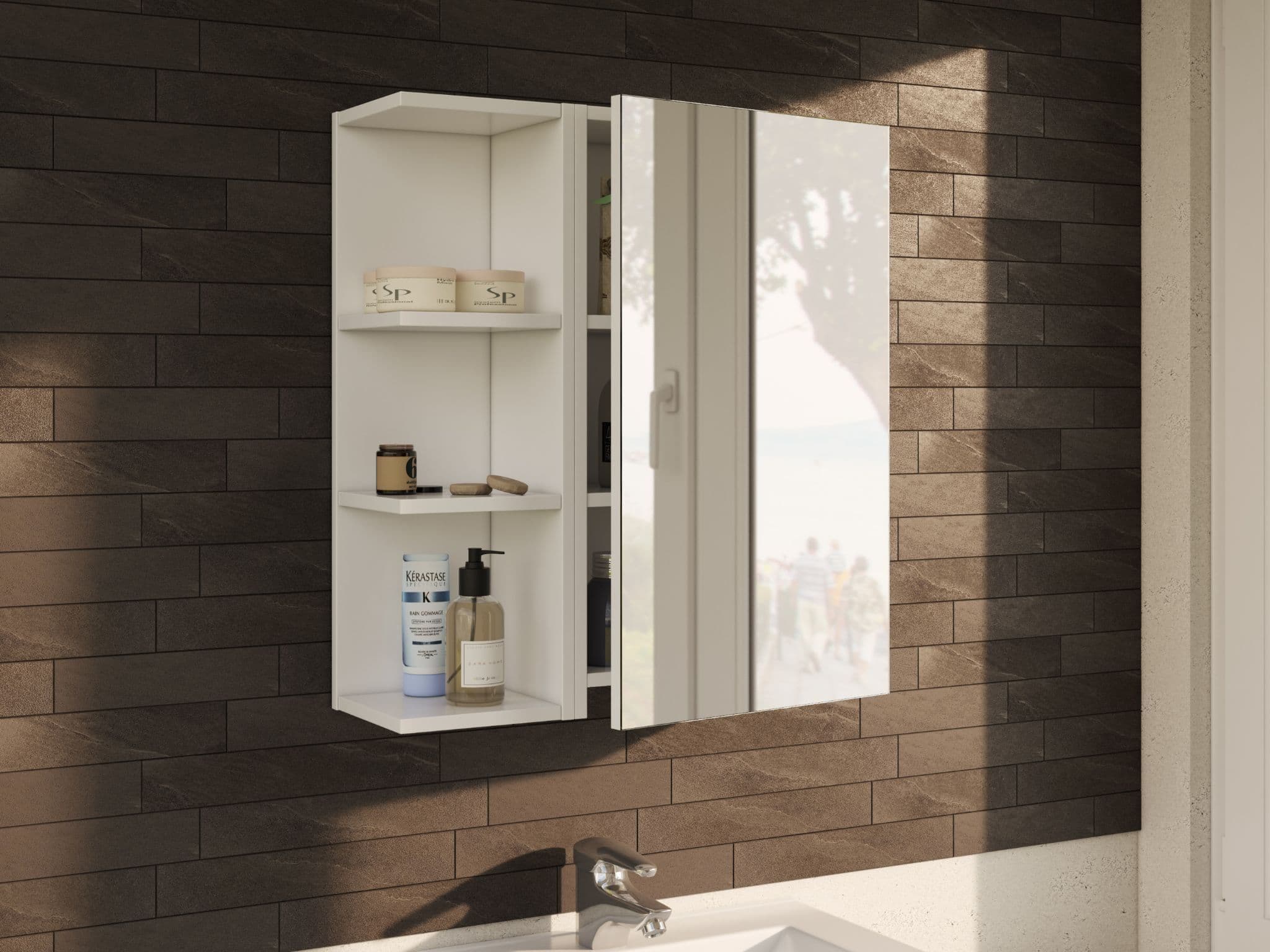 Mancini 400mm White And Mirrored 1 Door Wall Mounted Bathroom Cabinet