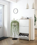 Marvin White And Oak Effect Shoe Cabinet