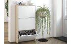 Marvin White And Oak Effect Shoe Cabinet