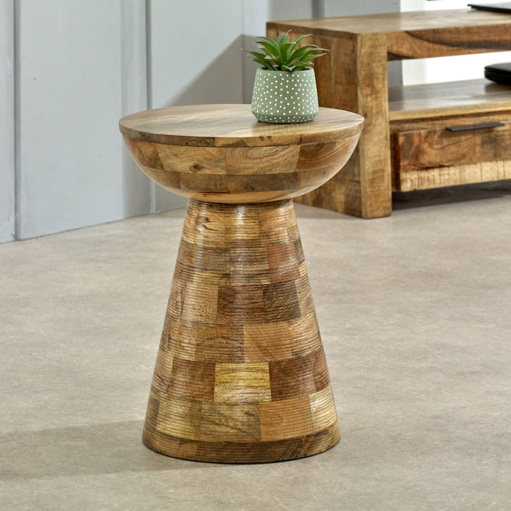  Solid Wood Round Side Table Mushroom Style, elegant and Versatile
