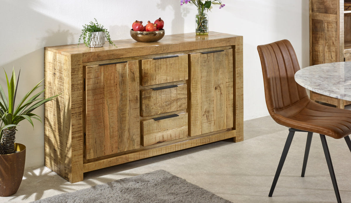 Surrey Solid Wood Large Sideboard 2 Door 3 Drawer — dimensions view