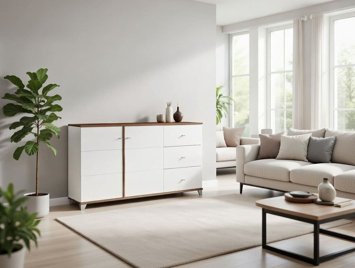 Merlot White Gloss And Warm Oak Effect Sideboard — main product view