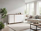 Merlot White Gloss And Warm Oak Effect Sideboard