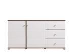 Merlot White Gloss And Warm Oak Effect Sideboard