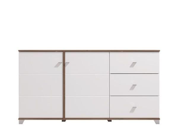 Merlot White Gloss And Warm Oak Effect Sideboard — front product view