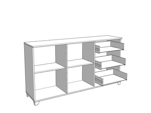 Merlot White Gloss And Warm Oak Effect Sideboard — side product view