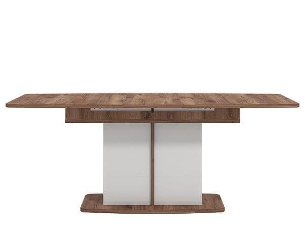 Merlot White Gloss And Warm Oak Extending Dining Table