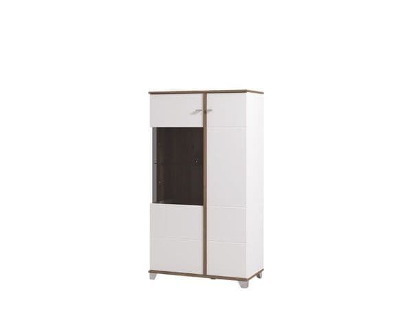 Merlot White Gloss Oak Effect Low Display Cabinet — side product view
