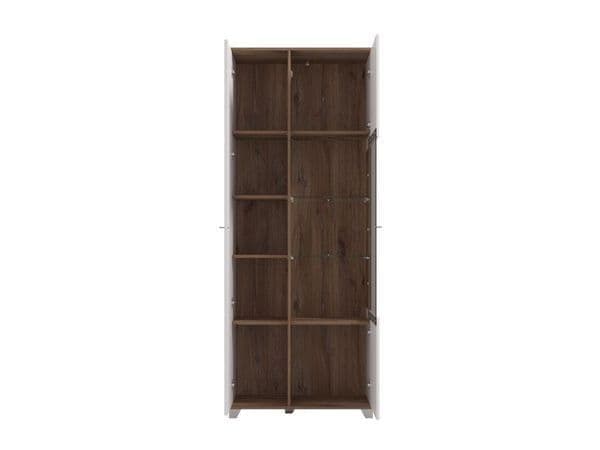 Merlot White High Gloss And Oak Effect Display Cabinet — angled product view