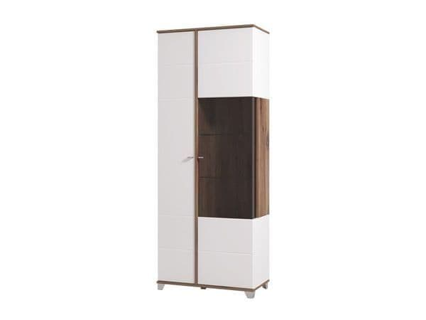 Merlot White High Gloss And Oak Effect Display Cabinet — front product view