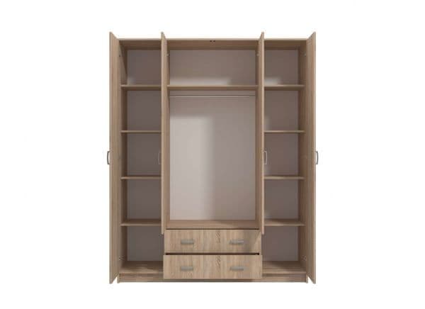 Miami Sonoma Oak Effect 4 Door 2 Drawer Wardrobe — alternate product view
