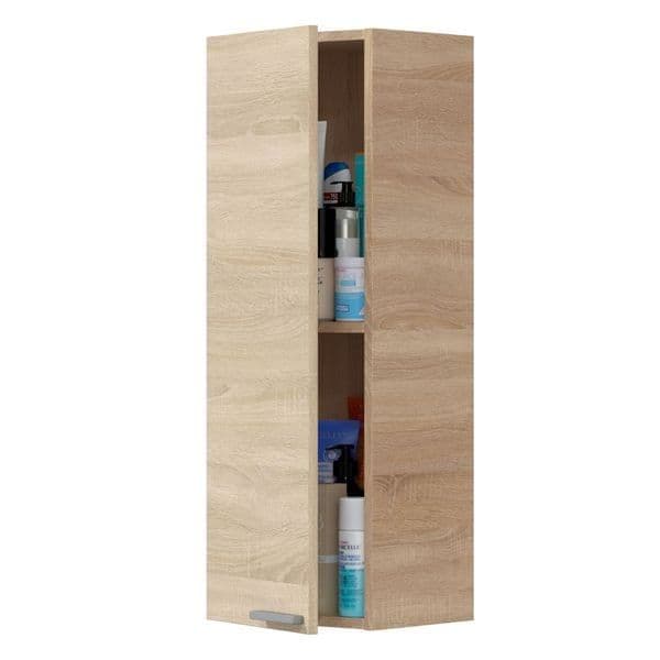 Milano Oak Effect 1 Door Small Wall Mounted Floating Bathroom Storage Cupboard — main product view