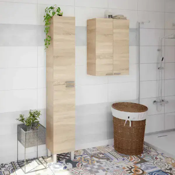 Milano Oak Effect 1 Door Small Wall Mounted Floating Bathroom Storage Cupboard