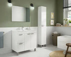Milano White Gloss 2 Door 2 Drawer Bathroom Vanity Cabinet with Sink And Mirror