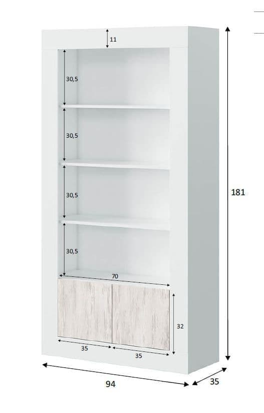 Montreal White And Wood Effect Tall Bookcase