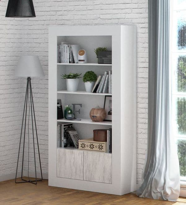Montreal White And Wood Effect Tall Bookcase — side product view