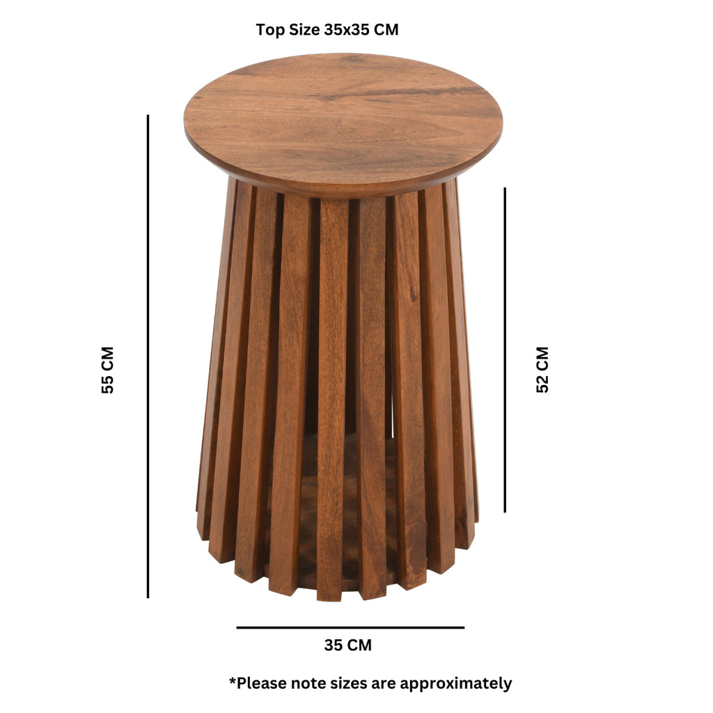 Slatted Mango Wood Side Table