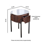 Opal Mango Wood Bedside Table With Marble Top & Metal Legs