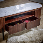 Opal Mango Wood Tv Cabinet With  Marble Top & Metal Legs
