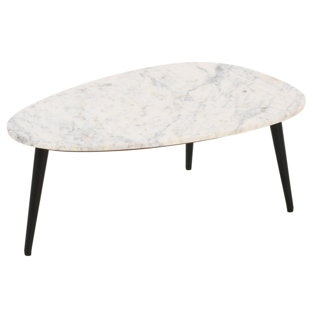 Opal Coffee Table With White Marble Top & Metal Legs