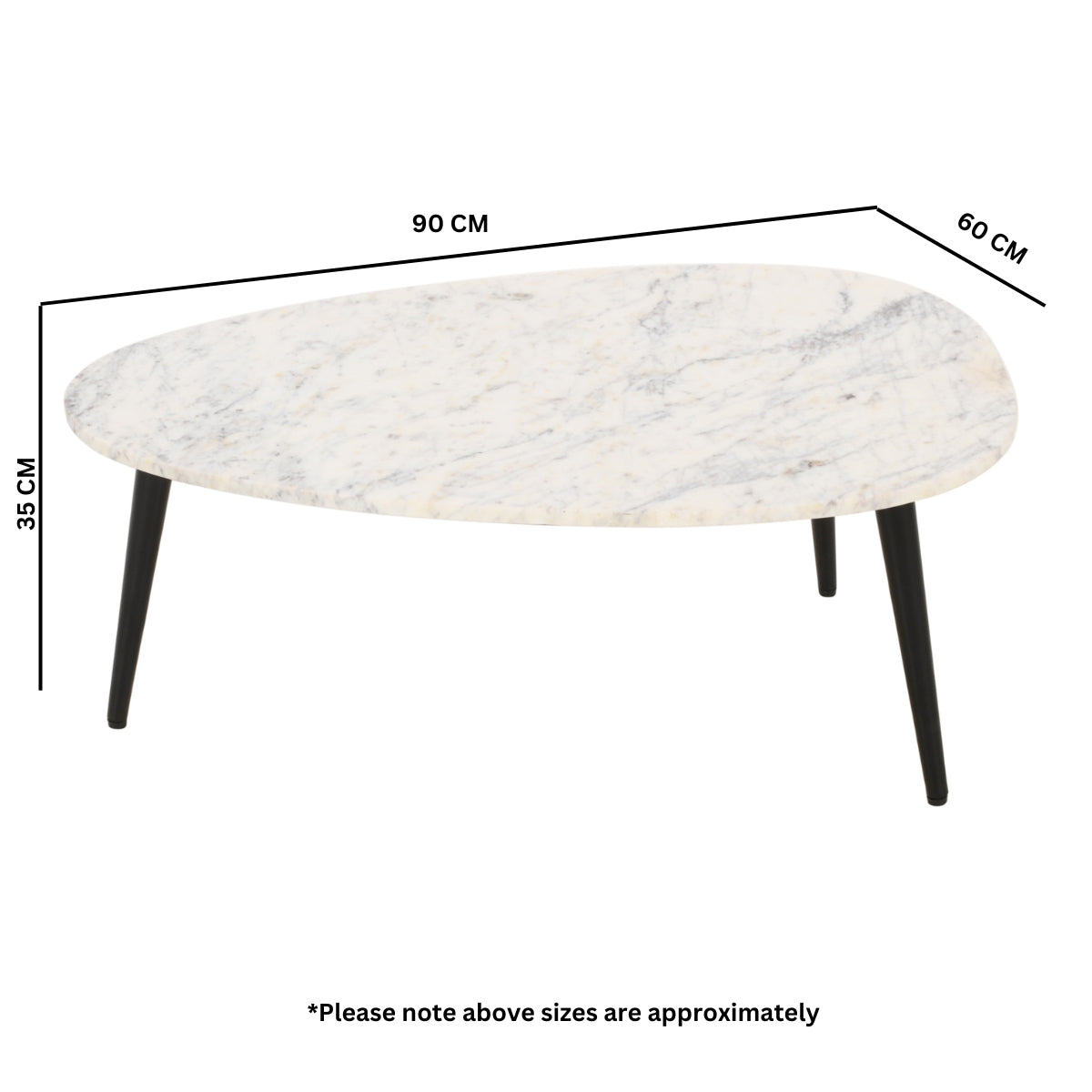 Opal Coffee Table With White Marble Top & Metal Legs