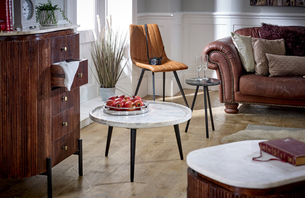 Opal Coffee Table With Marble Top And Metal Legs — feature detail