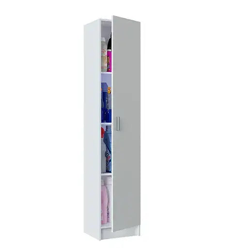 Multi Purpose White Narrow Storage Cupboard — front product view