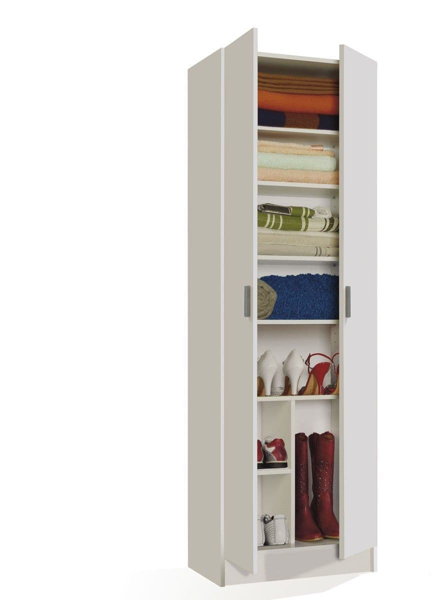 Multi Purpose White Wide Storage Cupboard — angled product view