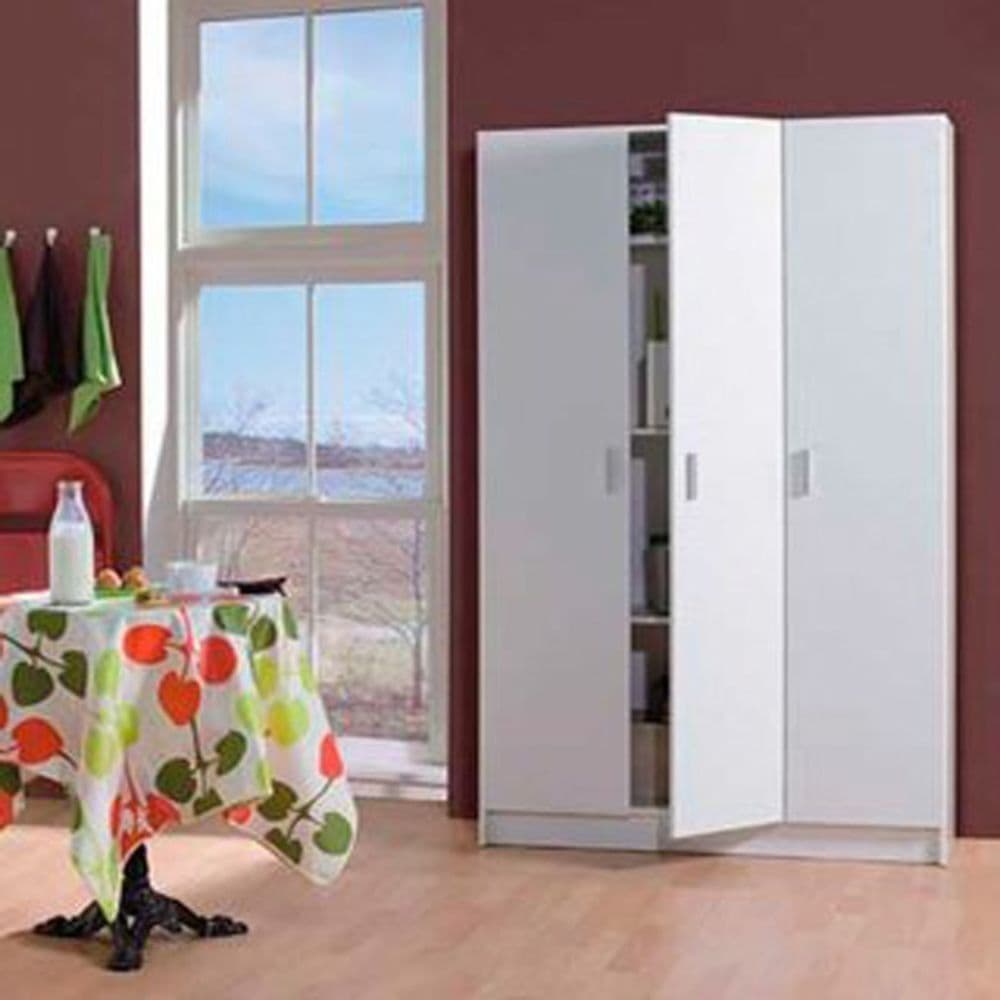 Multi Purpose White Wide Storage Cupboard 3 Door