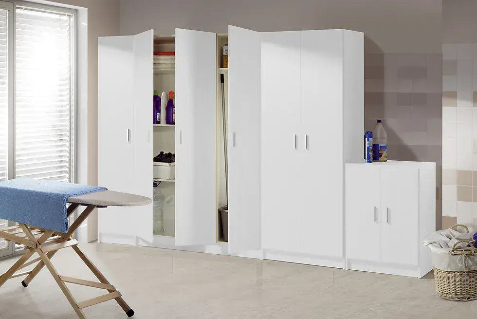 Multi Purpose White Wide Storage Cupboard 3 Door