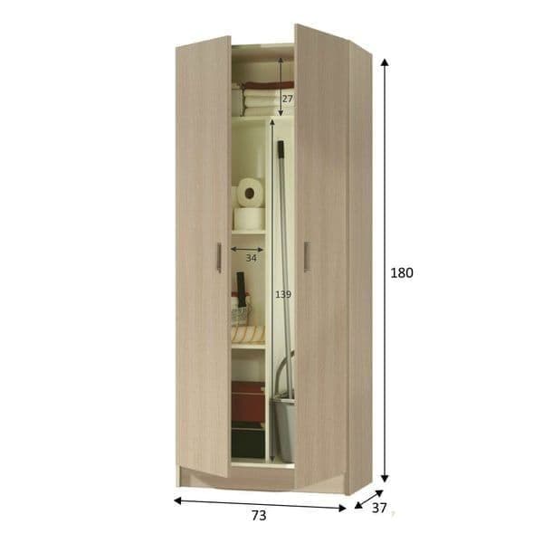 Multi Tall Oak Effect 2 Door Utility Universal Storage Cupboard — alternate product view