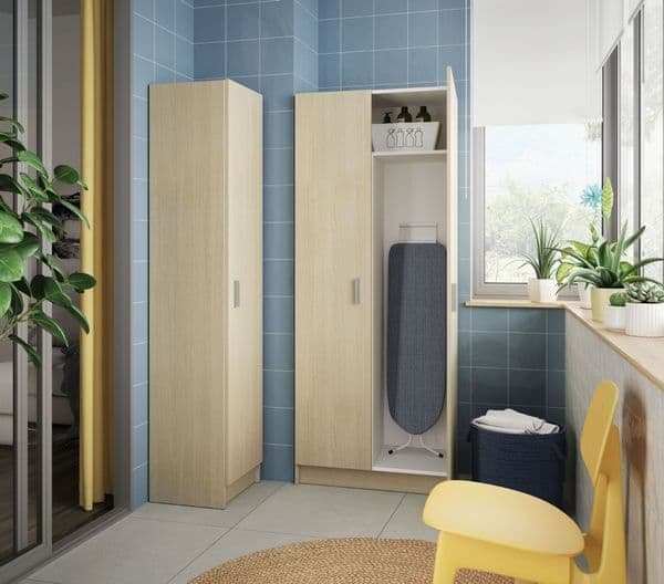 Multi Tall Oak Effect 2 Door Utility Universal Storage Cupboard