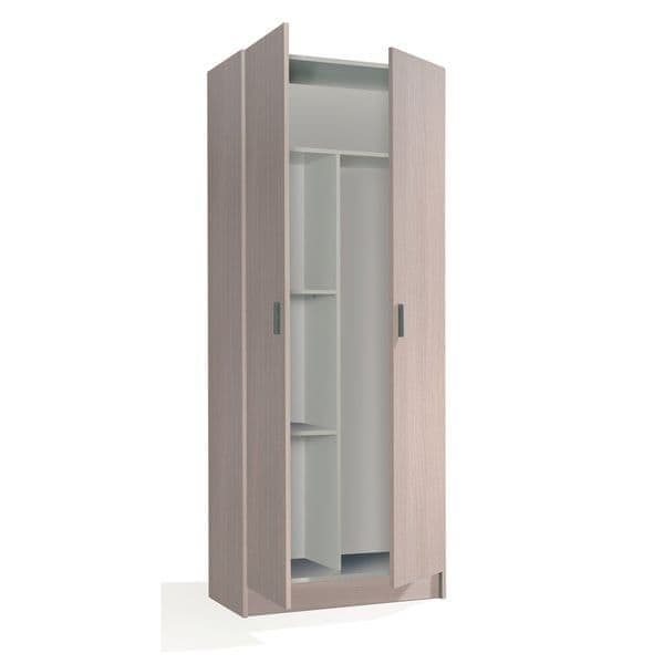 Multi Tall Oak Effect 2 Door Utility Universal Storage Cupboard — side product view