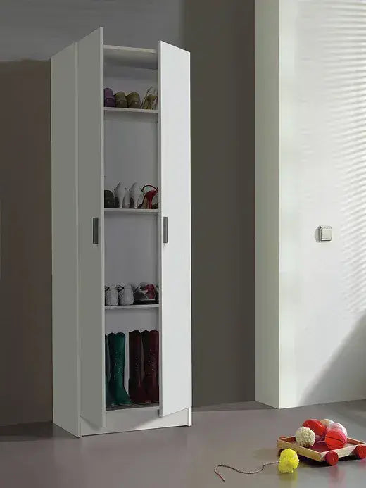 Multi Tall White 2 Door Shoe Storage Utility Cupboard — main product view