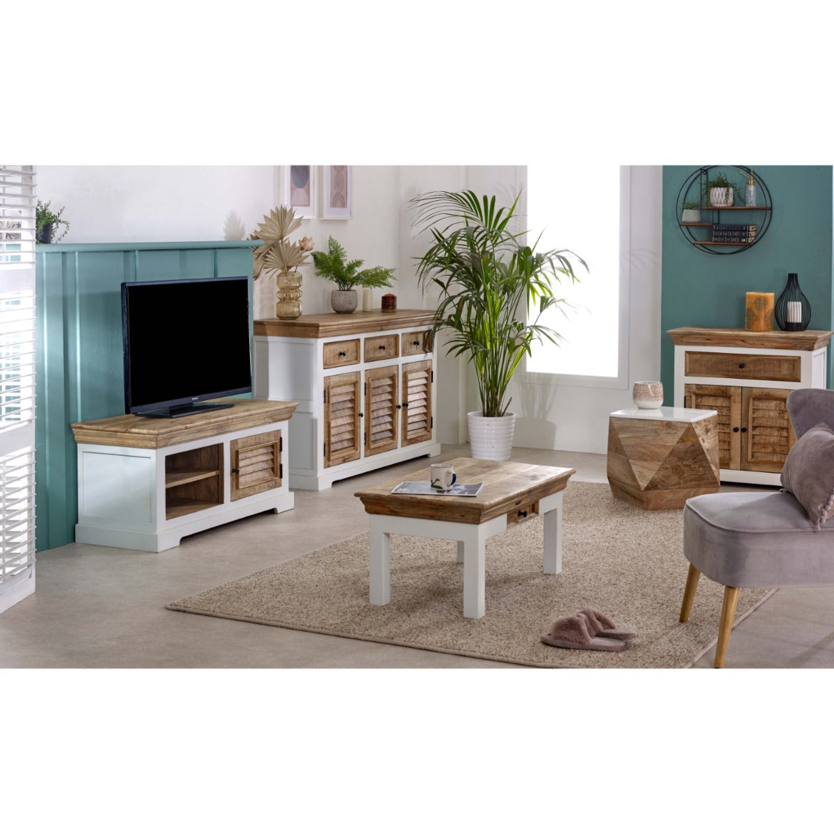 Alfie Wood Tv Cabinet/Bench/Shoe Rack Upto 43" 