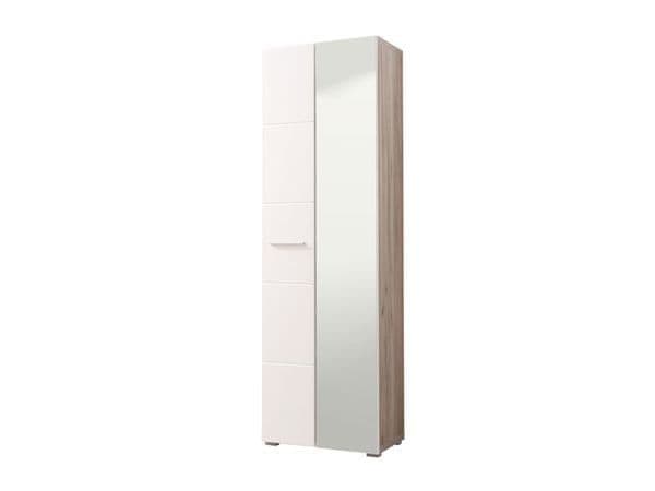 Myra White Gloss And Oak Effect Mirrored Narrow Wardrobe — main product view