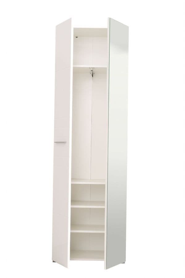 Myra White Mirrored Narrow Wardrobe
