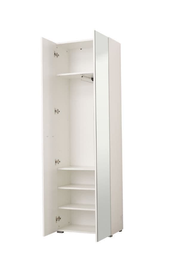 Myra White Mirrored Narrow Wardrobe