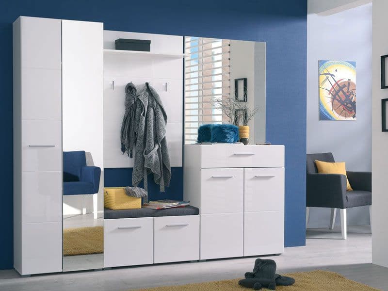 Myra White Mirrored Narrow Wardrobe — side product view