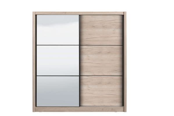 Navara Oak Effect Sliding Door Wardrobe 215cm — angled product view