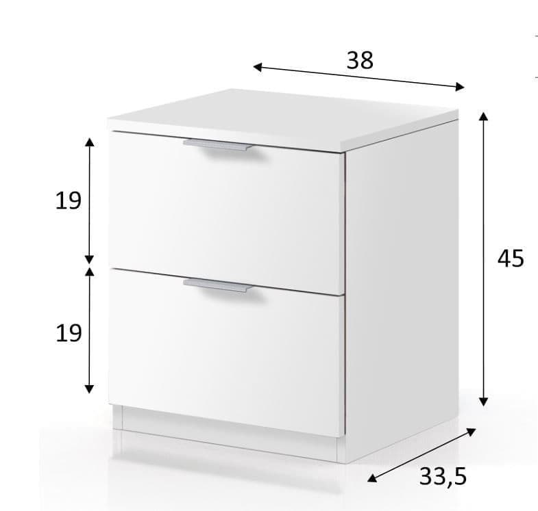 Nina 2 Drawer Bedside Cabinet Arctic White