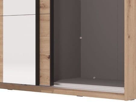 Noah Oak Effect Sliding Wardrobe With Mirror — angled product view