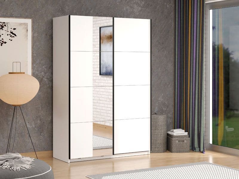 Noah White Sliding Wardrobe With Mirror — side product view