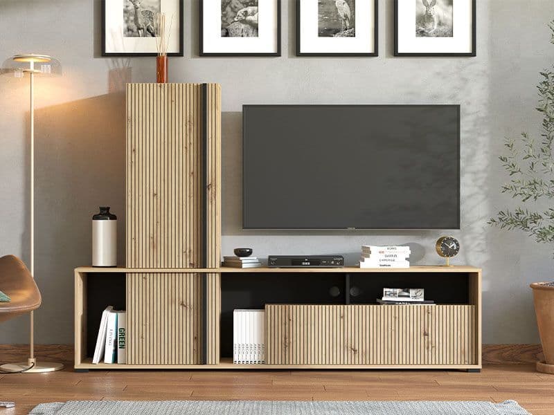 Norrvik Artisan Oak Effect Slatted TV Entertainment Unit
