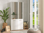 Osaka White Mirrored Large 50 Pair Shoe Cabinet Cupboard