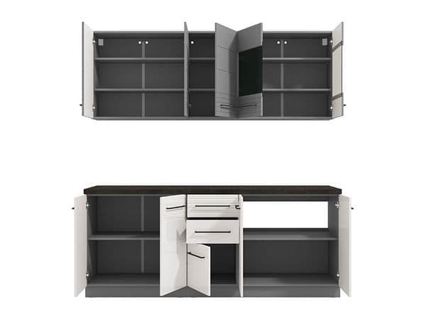 Pedro White Gloss and Grey Kitchen Units