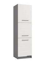 Pedro White High Gloss And Grey 60cm Wide Tall Kitchen Larder Unit Pantry Cupboard