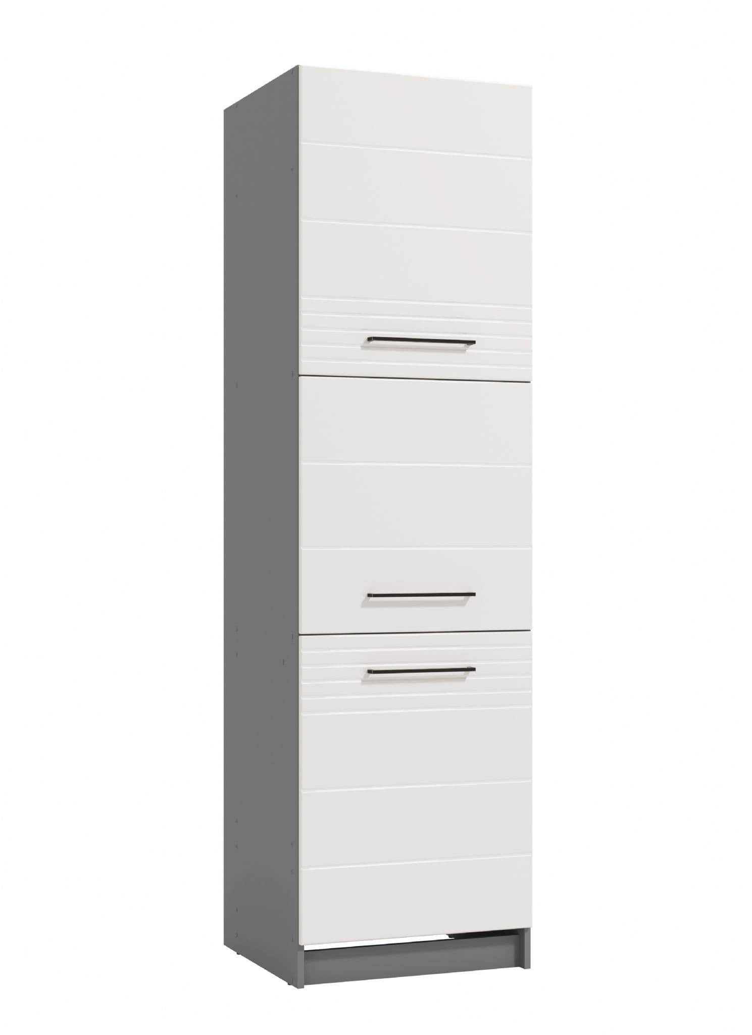 Pedro White High Gloss And Grey 60cm Wide Tall Kitchen Larder Unit Pantry Cupboard