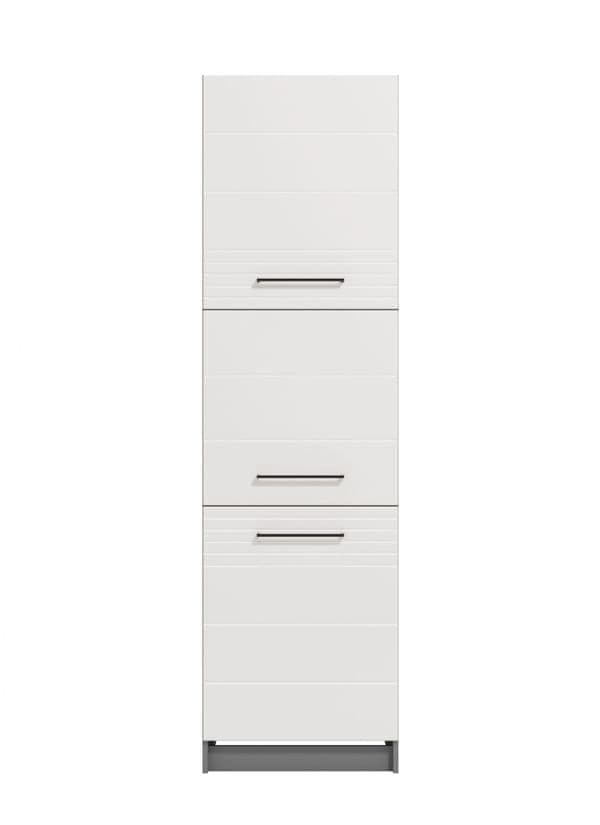 Pedro White High Gloss And Grey 60cm Wide Tall Kitchen Larder Unit Pantry Cupboard